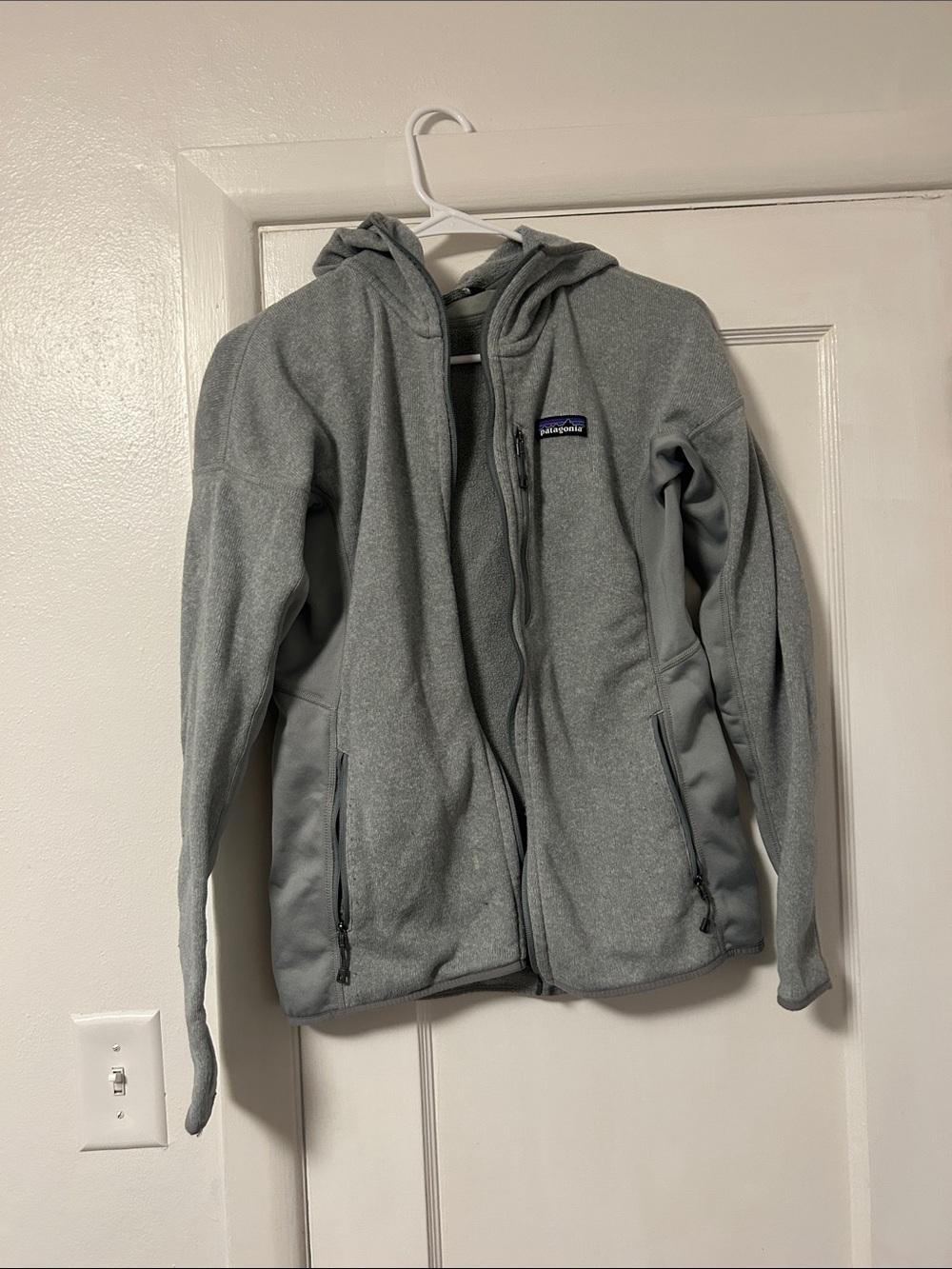 Patagonia womensLight Gray Full-Zip Hooded Fleece Jacket